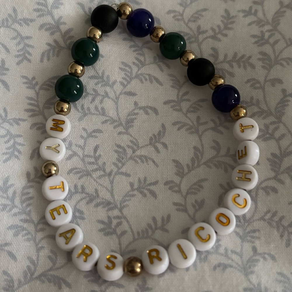 Taylor Swift “MY TEARS RICOCHET” dark greens and blues friendship bracelet